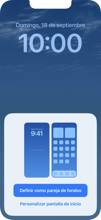 Si deseas utilizar el mismo tema de color en la pantalla de inicio, pulsa Definir como pareja de fondos. Si deseas utilizar el mismo tema de color en la pantalla de inicio, pulsa Definir como pareja de fondos.
