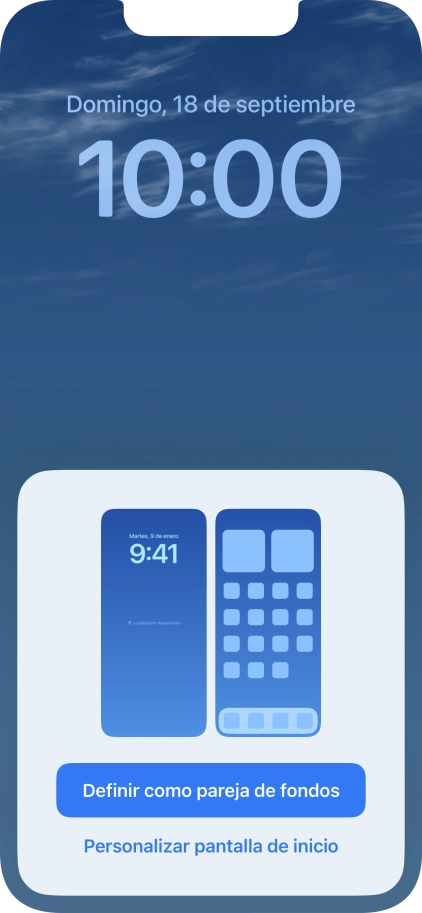 Si deseas utilizar el mismo tema de color en la pantalla de inicio, pulsa Definir como pareja de fondos. Si deseas utilizar el mismo tema de color en la pantalla de inicio, pulsa Definir como pareja de fondos.