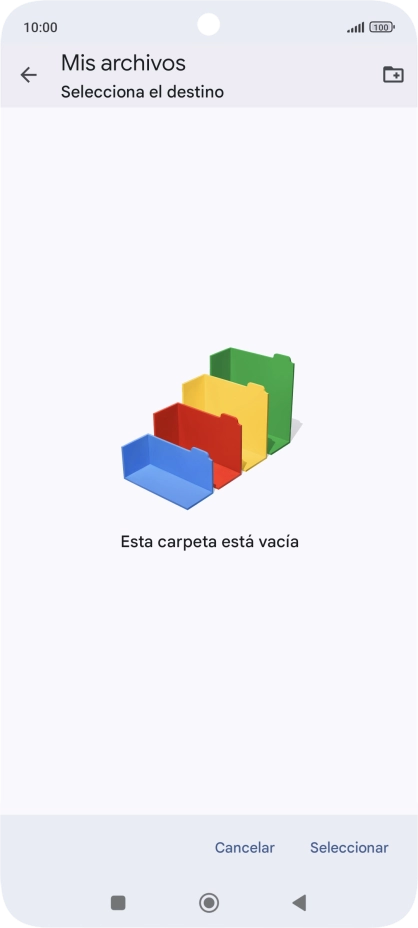 Si deseas crear una nueva carpeta, pulsa el icono de nueva carpeta y sigue las indicaciones de la pantalla para crearla. Si deseas crear una nueva carpeta, pulsa el icono de nueva carpeta y sigue las indicaciones de la pantalla para crearla.