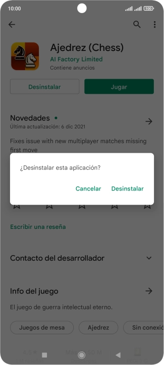 Pulsa Desinstalar.