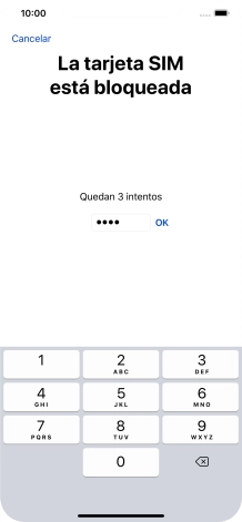 Si es necesario desbloquear la tarjeta SIM, introduce el código PIN y pulsa OK. Si es necesario desbloquear la tarjeta SIM, introduce el código PIN y pulsa OK.