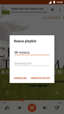 Introduce el nombre deseado de la lista de reproducción y pulsa CREAR PLAYLIST. Introduce el nombre deseado de la lista de reproducción y pulsa CREAR PLAYLIST.