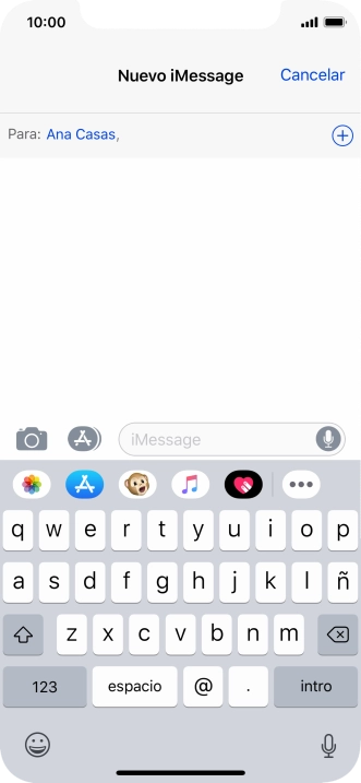 Si el destinatario puede recibir iMessages, aparecerá el texto iMessage en el campo de escritura.