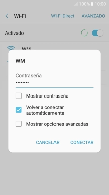 Introduce la contraseña de la red wifi y pulsa CONECTAR.