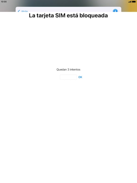 Si es necesario desbloquear la tarjeta SIM, introduce el código PIN y pulsa OK. Si es necesario desbloquear la tarjeta SIM, introduce el código PIN y pulsa OK.