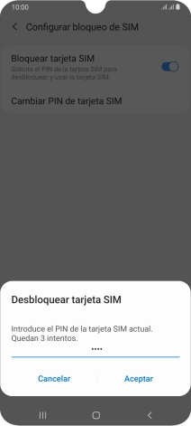 Introduce tu código PIN y pulsa Aceptar. Introduce tu código PIN y pulsa Aceptar.