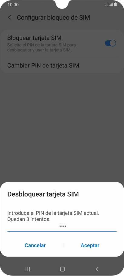 Introduce tu código PIN y pulsa Aceptar. Introduce tu código PIN y pulsa Aceptar.