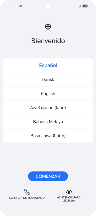Pulsa el idioma deseado.