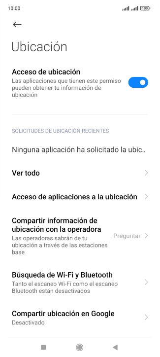 Pulsa Acceso de aplicaciones a la ubicación. Pulsa Acceso de aplicaciones a la ubicación.