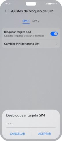 Introduce tu código PIN y pulsa ACEPTAR.