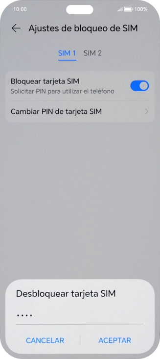 Introduce tu código PIN y pulsa ACEPTAR.