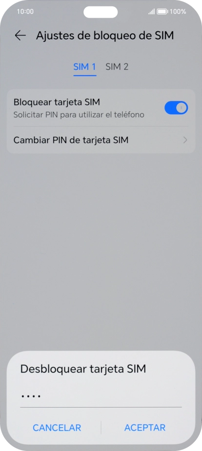 Introduce tu código PIN y pulsa ACEPTAR.