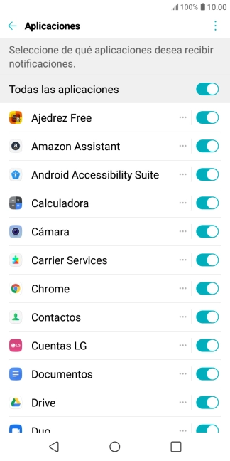 Pulsa el indicador junto a la app deseada para activar o desactivar la función. Pulsa el indicador junto a la app deseada para activar o desactivar la función.