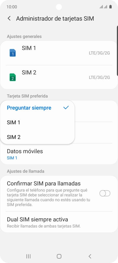 Pulsa el ajuste deseado. Pulsa el ajuste deseado.