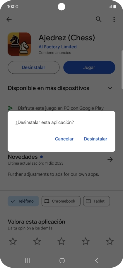 Pulsa Desinstalar.