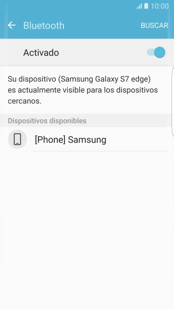 Pulsa el dispositivo Bluetooth deseado y sigue las indicaciones de la pantalla para vincular el dispositivo al teléfono. Pulsa el dispositivo Bluetooth deseado y sigue las indicaciones de la pantalla para vincular el dispositivo al teléfono.