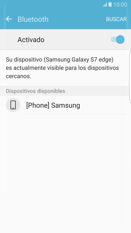 Pulsa el dispositivo Bluetooth deseado y sigue las indicaciones de la pantalla para vincular el dispositivo al teléfono. Pulsa el dispositivo Bluetooth deseado y sigue las indicaciones de la pantalla para vincular el dispositivo al teléfono.