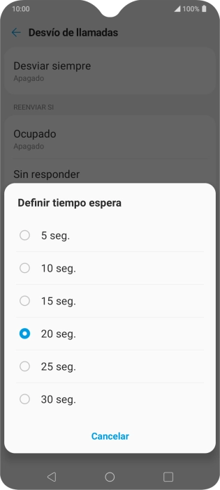Si desvías las llamadas perdidas, tendrás que seleccionar un retardo para el desvío. Pulsa el retardo deseado y sigue las indicaciones de la pantalla para seleccionar el retardo deseado del desvío. Si desvías las llamadas perdidas, tendrás que seleccionar un retardo para el desvío. Pulsa el retardo deseado y sigue las indicaciones de la pantalla para seleccionar el retardo deseado del desvío.