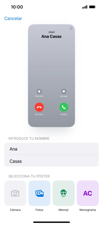 Pulsa una categoría y sigue las indicaciones de la pantalla para seleccionar y configurar la imagen o fotografía deseada para tu póster de contacto.