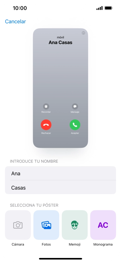 Pulsa una categoría y sigue las indicaciones de la pantalla para seleccionar y configurar la imagen o fotografía deseada para tu póster de contacto.