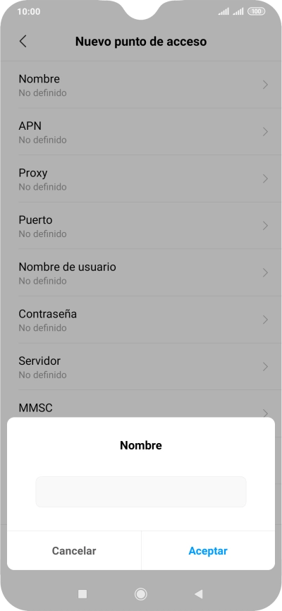 Introduce Vodafone Internet y pulsa Aceptar.