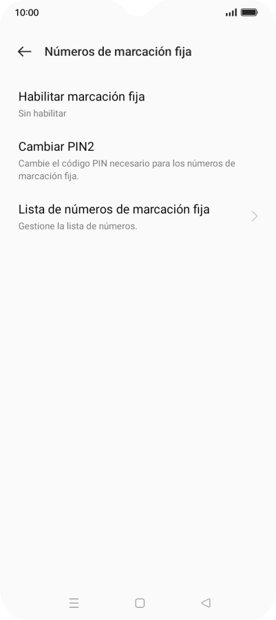 Pulsa Habilitar marcación fija.