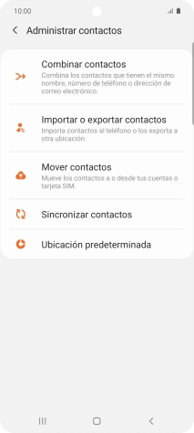 Pulsa Importar o exportar contactos. Pulsa Importar o exportar contactos.