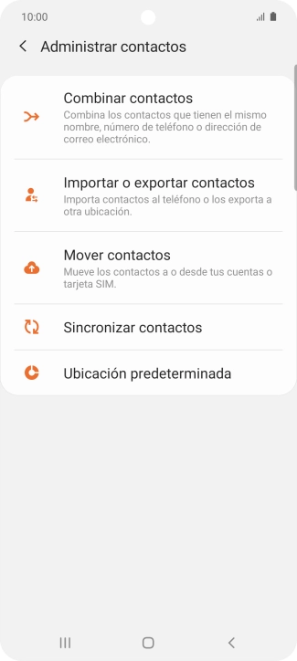 Pulsa Importar o exportar contactos. Pulsa Importar o exportar contactos.