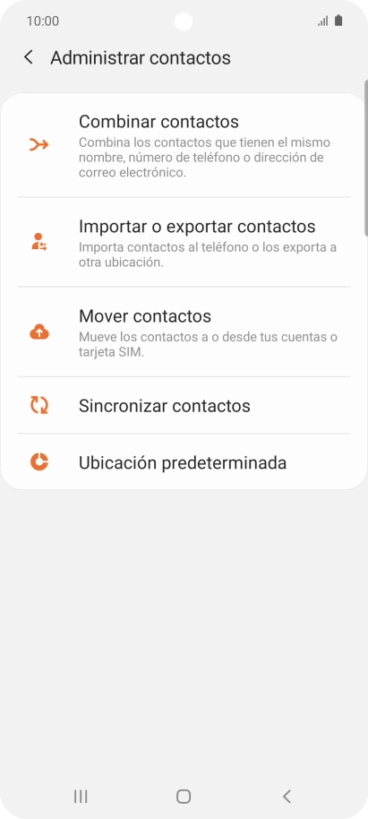 Pulsa Importar o exportar contactos. Pulsa Importar o exportar contactos.