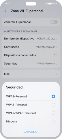 Pulsa WPA3-Personal para proteger la conexión wifi con una contraseña. Pulsa WPA3-Personal para proteger la conexión wifi con una contraseña.