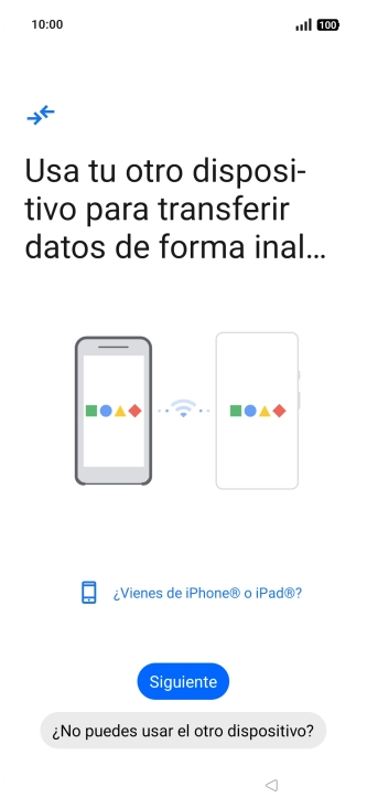 Sigue las indicaciones de la pantalla para transferir contenido desde otro teléfono. Sigue las indicaciones de la pantalla para transferir contenido desde otro teléfono.