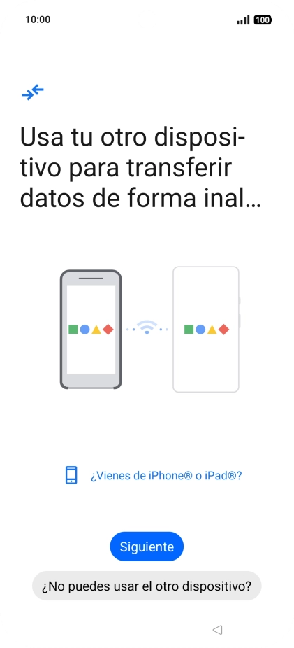 Sigue las indicaciones de la pantalla para transferir contenido desde otro teléfono. Sigue las indicaciones de la pantalla para transferir contenido desde otro teléfono.