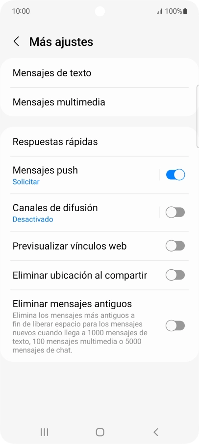 Pulsa Mensajes de texto. Pulsa Mensajes de texto.