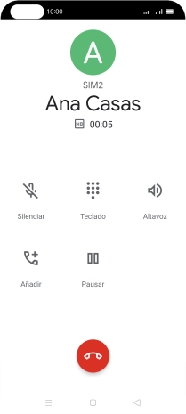 Pulsa el icono de finalizar llamada. Pulsa el icono de finalizar llamada.