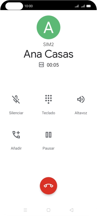 Pulsa el icono de finalizar llamada. Pulsa el icono de finalizar llamada.