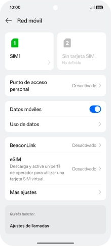 Pulsa el nombre de la tarjeta SIM. Pulsa el nombre de la tarjeta SIM.