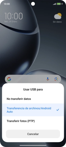 Pulsa Transferencia de archivos/Android Auto.