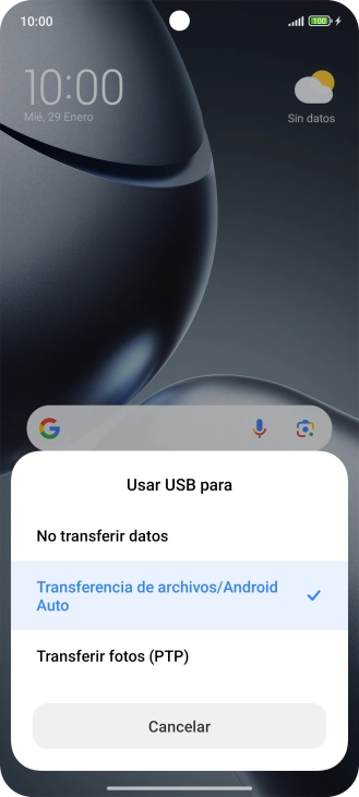Pulsa Transferencia de archivos/Android Auto.