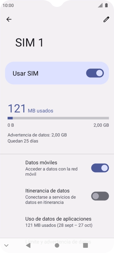 Pulsa Uso de datos de aplicaciones.