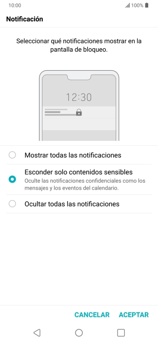 Pulsa el ajuste deseado. Pulsa el ajuste deseado.