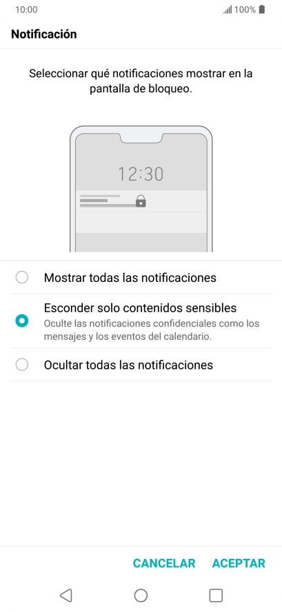 Pulsa el ajuste deseado. Pulsa el ajuste deseado.