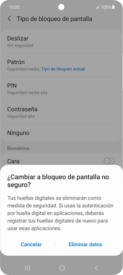 Pulsa Eliminar datos. Pulsa Eliminar datos.
