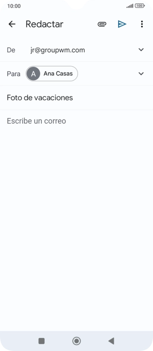 Pulsa en el campo de escritura y escribe el texto del correo electrónico. Pulsa en el campo de escritura y escribe el texto del correo electrónico.