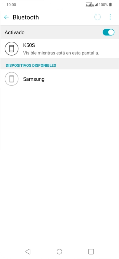 Pulsa el dispositivo Bluetooth deseado y sigue las indicaciones de la pantalla para vincular el dispositivo al teléfono. Pulsa el dispositivo Bluetooth deseado y sigue las indicaciones de la pantalla para vincular el dispositivo al teléfono.