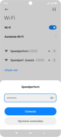 Introduce la contraseña de la red wifi y pulsa Conectar. Introduce la contraseña de la red wifi y pulsa Conectar.