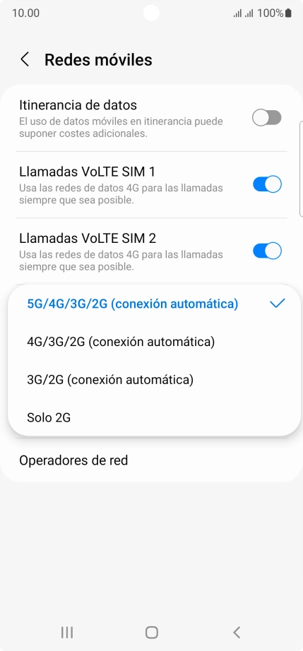 Pulsa el tipo de red deseado. Pulsa el tipo de red deseado.