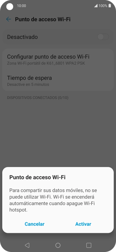 Si la función de wifi está activada, pulsa Activar.