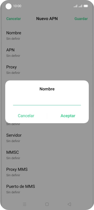 Introduce Vodafone Internet y pulsa Aceptar.