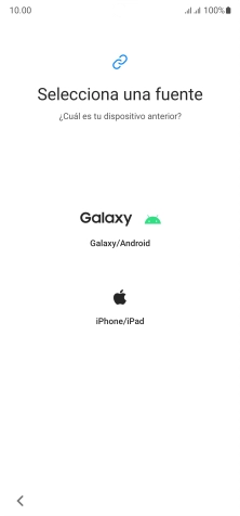 Pulsa el ajuste deseado y sigue las instrucciones de la pantalla para transferir el contenido del otro teléfono. Pulsa el ajuste deseado y sigue las instrucciones de la pantalla para transferir el contenido del otro teléfono.