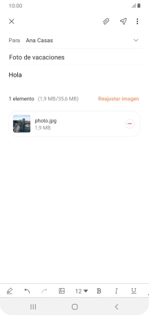 Pulsa el icono de envío cuando termines de escribir el correo electrónico. Pulsa el icono de envío cuando termines de escribir el correo electrónico.